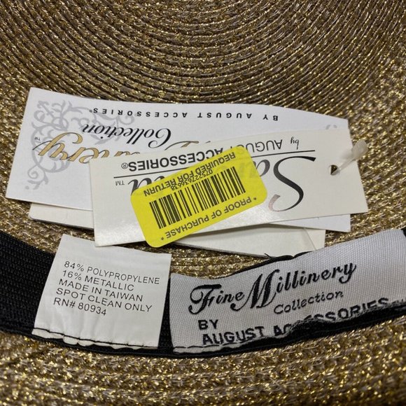 Fine Millinery By August Accessories Gold and Brown Womens Derby Hat - New - Picture 11 of 11